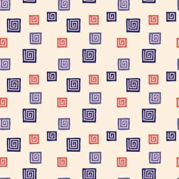 Square spiral, snail pattern. Hand drawn seamless vector background. Stock Illustration