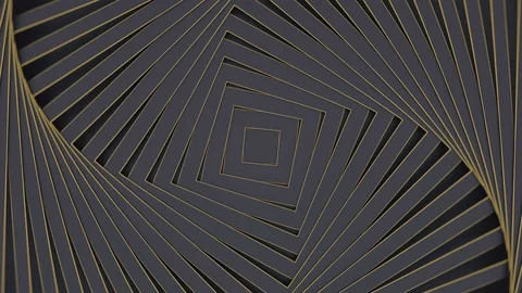 Square spiral twisted shapes, rotating rectangles, loop geometric background Stock Footage 128554939