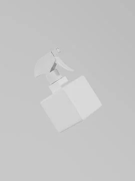 Square spray bottle mockup, cubic-shape foggy bottle mockup Illustrazione stock