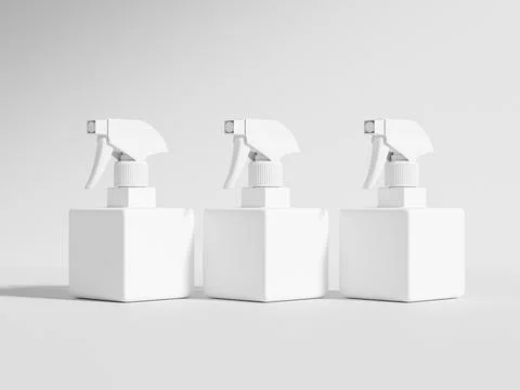 Square spray bottle mockup, cubic-shape foggy bottle mockup Stock Illustration