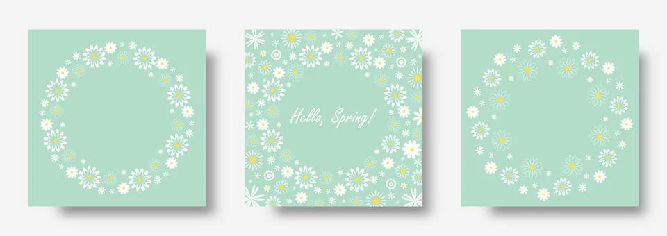 Square spring themed cards set Stock Illustration