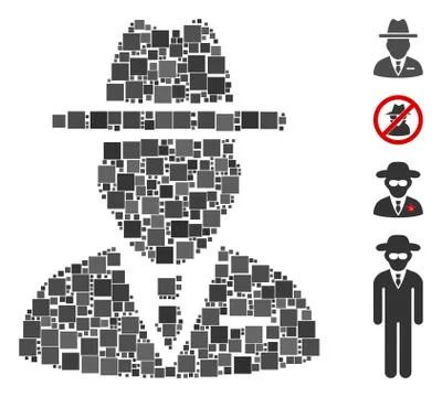 Square Spy Person Icon Vector Collage Stock Illustration