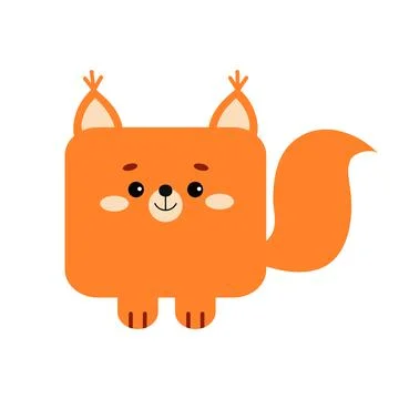 Square squirrel forest animal face icon isolated on white background. Stock Illustration