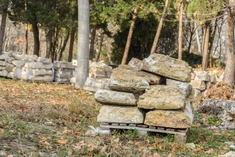Square stack of stone slabs Stock Photos