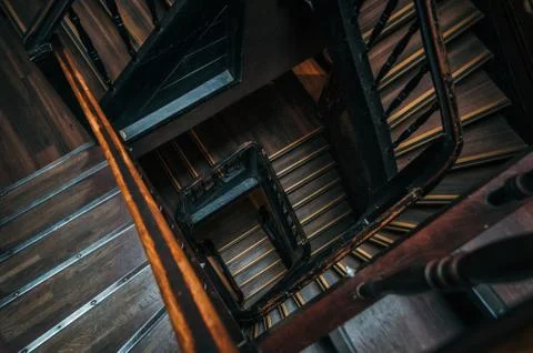 Square staircase in an old building Foto stock