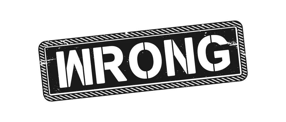 Square stamp with the word wrong rubber stamp on a white Background Stock Illustration