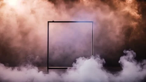Square, standing frame. Bright white smoke in the foreground, dark fiery sm.. 動画素材 273954746