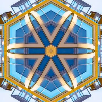 Square Star shape made form apartment building windows Stock Photos