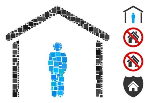 Square Stay Home Icon Vector Collage Ilustração Stock