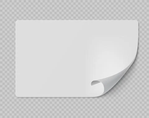 Square sticker. Curled page rectangular flipped paper page, white information Stock Illustration