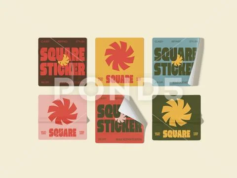 Square Stickers Mockup PSD Template