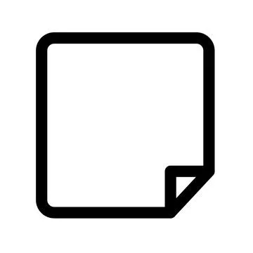 Square sticky note icon with a folded corner on a transparent background Stock Illustration