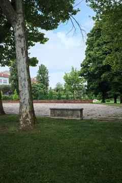 Square with stone benches Stock Photos