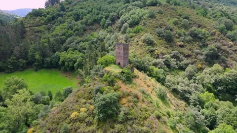 Square Stone Tower Of Torre de Doncos In As Nogais Stock Footage 341740155