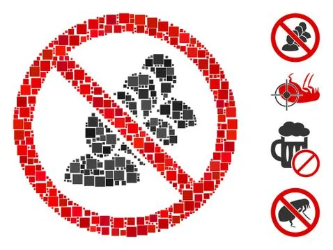 Square Stop People Queue Icon Vector Collage Ilustração Stock