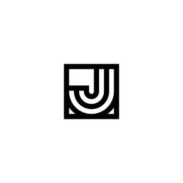 Square Stripes Vector Logo Letter J Stock Illustration