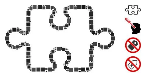 Square Stroke Puzzle Item Icon Vector Collage Ilustración de archivo
