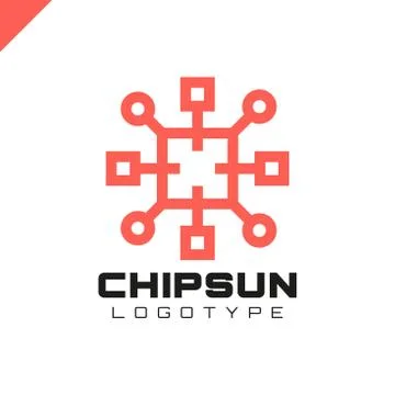 Square sun chip integrate technology element icons business logo Stock Illustration
