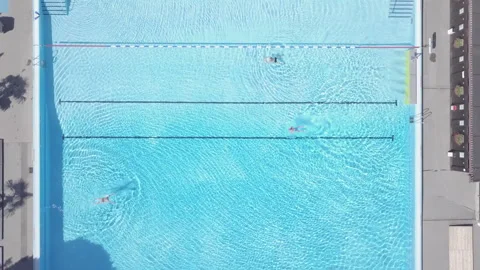 Square swimming pool, drone view Stock Footage 264044861