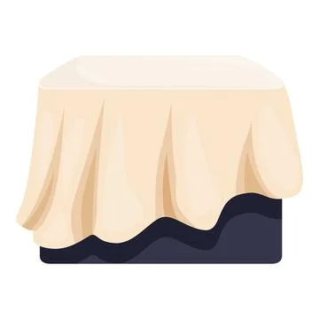 Square table covered with beige tablecloth on white background Stock Illustration