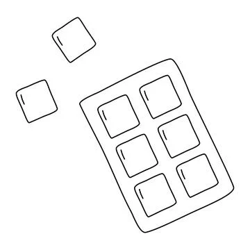 Square tablets, cold and flu lozenges or pills package, doodle vector outline Stock Illustration