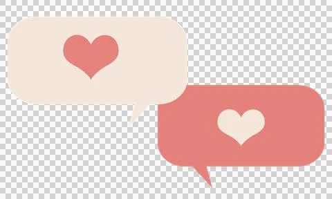 Square talk bubbles with heart  love cute pink valentine element 스톡 일러스트
