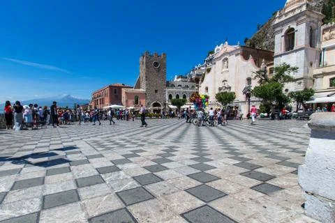 Square of Taormina (Sicily) Stock Photos