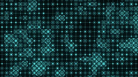 Square Target Green Flickering Moving Particle On Grid Motion Stock Footage 98829312