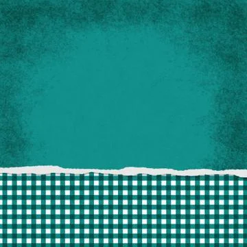 Square Teal and White Gingham Torn Grunge Textured Background Stock Illustration