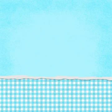Square Teal and White Gingham Torn Grunge Textured Background Stock Illustration