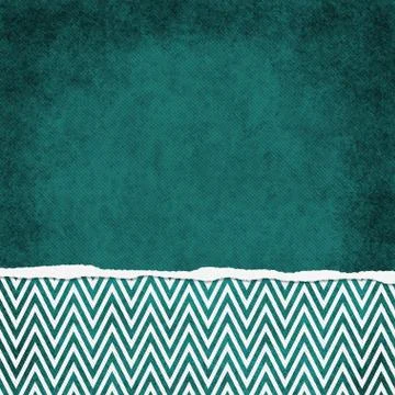 Square teal and white zigzag chevron torn grunge textured background Stock Illustration