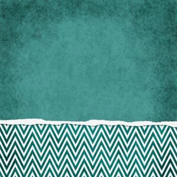Square teal and white zigzag chevron torn grunge textured background Stock Illustration