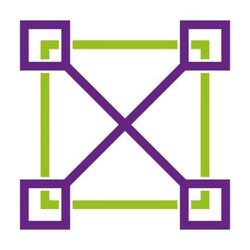 Square Tech Wireframe Connection Logo Vector Icon Template Design Stockillustratie