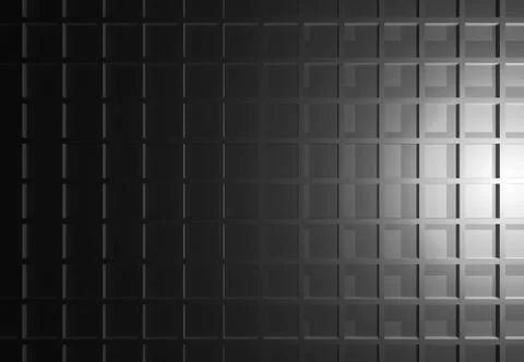 Square technological relief pattern on black wall Stock Illustration