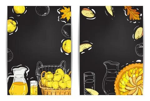 Square template with apples, apple slices on white. Stock Illustration