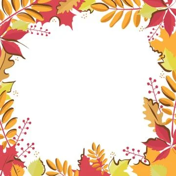 Square template with place for text. Bright autumn leaves. Stock Illustration