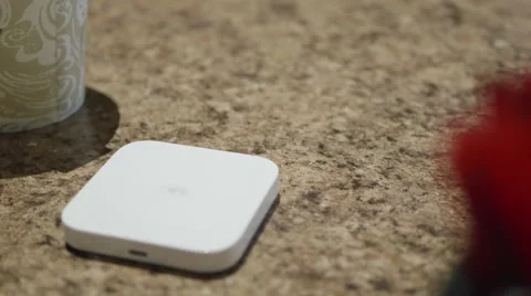 Square Terminal for NFC Payments in Coffee Shop - Closeup Vídeo Stock 63472772