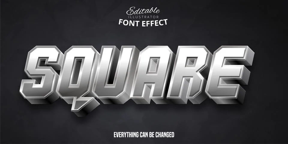 Square text, 3d editable font effect Stock Illustration