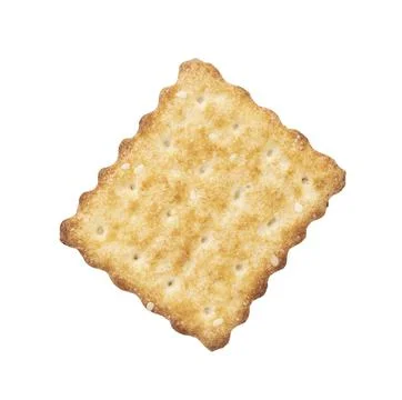Square thin cookie, biscuit with sesame on surface isolated on white Stock Photos