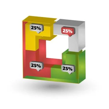 Square three dimensional chart for infographic Stock Illustration