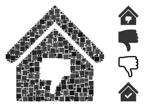 Square Thumb Down Building Icon Vector Mosaic Ilustração Stock