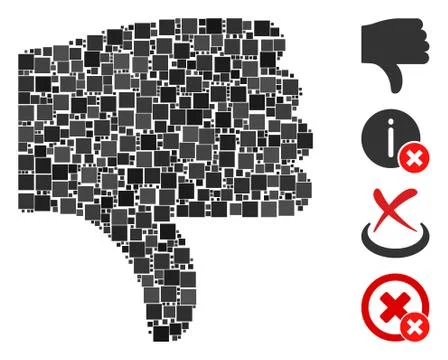 Square Thumb Down Icon Vector Mosaic Stock Illustration