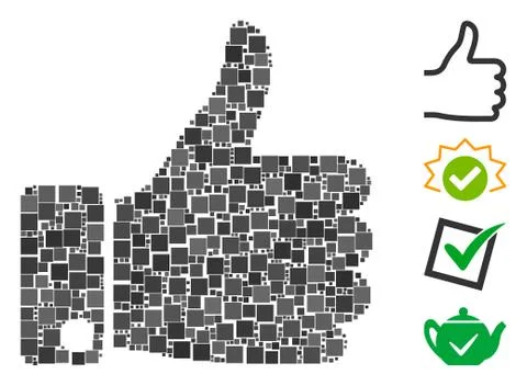 Square Thumb Up Icon Vector Mosaic Illustrazione stock