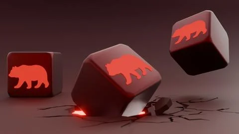 Square tile or block with silhouette of a bear forcefully crashed Stock Illustration