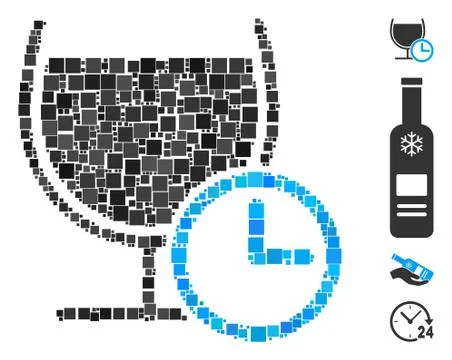 Square Time to Drink Icon Vector Collage Stock Illustration
