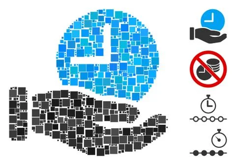 Square Time Service Hand Icon Vector Mosaic Stock Illustration
