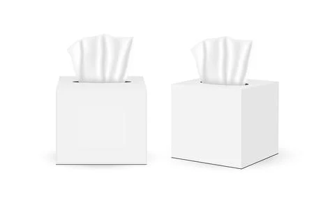 Square Tissues Boxes, Isolated on White Background Stock Illustration