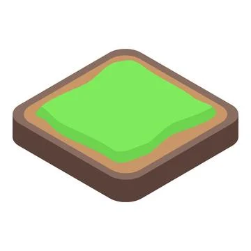 Square toast bread with green avocado spread isometric view Stock Illustration