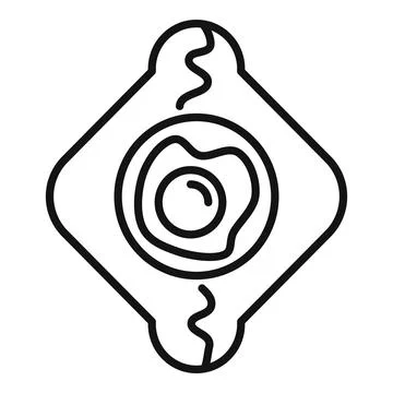 Square toast with fried egg line icon, breakfast food symbol 스톡 일러스트
