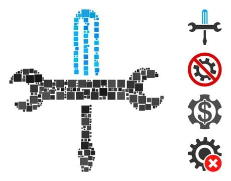 Square Tools Icon Vector Collage Stock Illustration